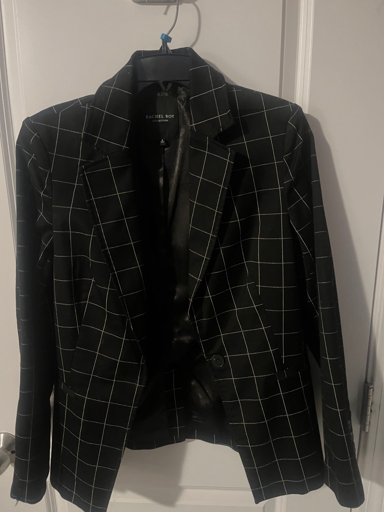 Rachel Rachel Roy Black Windowpane Check Blazer